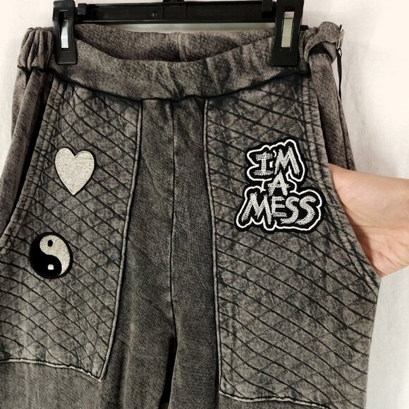 Lauren Moshi Sweatpants Womens XS Im a Mess Lightweight Gray Jogger Pants - Picture 5 of 12